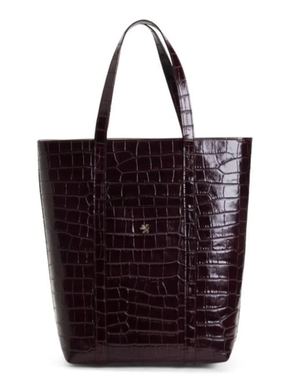 PRATESI Made In Italy Leather Nortyh South Structured Crocodile Tote